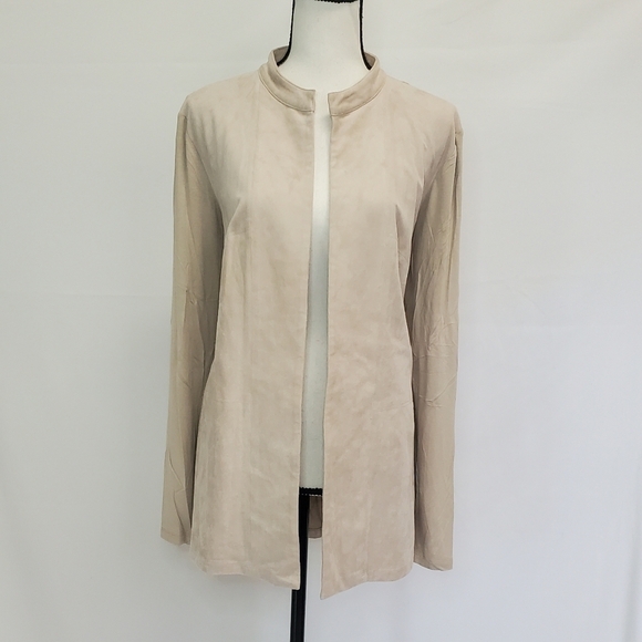 Calvin Klein Sweaters - Calvin Klein Beige Faux Suede Long Sleeve Blazer Cardigan
